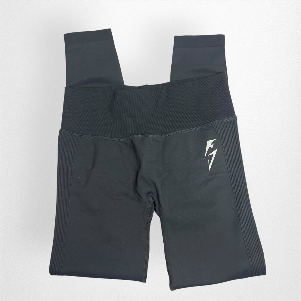 Fitness Served Daily Gray Charcoal Inner Spark Scrunch Leggings Sz‎ M
